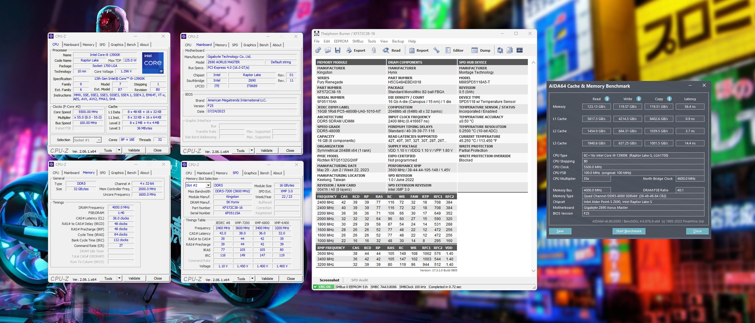 Kingston Fury Renegade White RGB DDR5 7200MHz 2x16GB Overclocking 8000Mhz