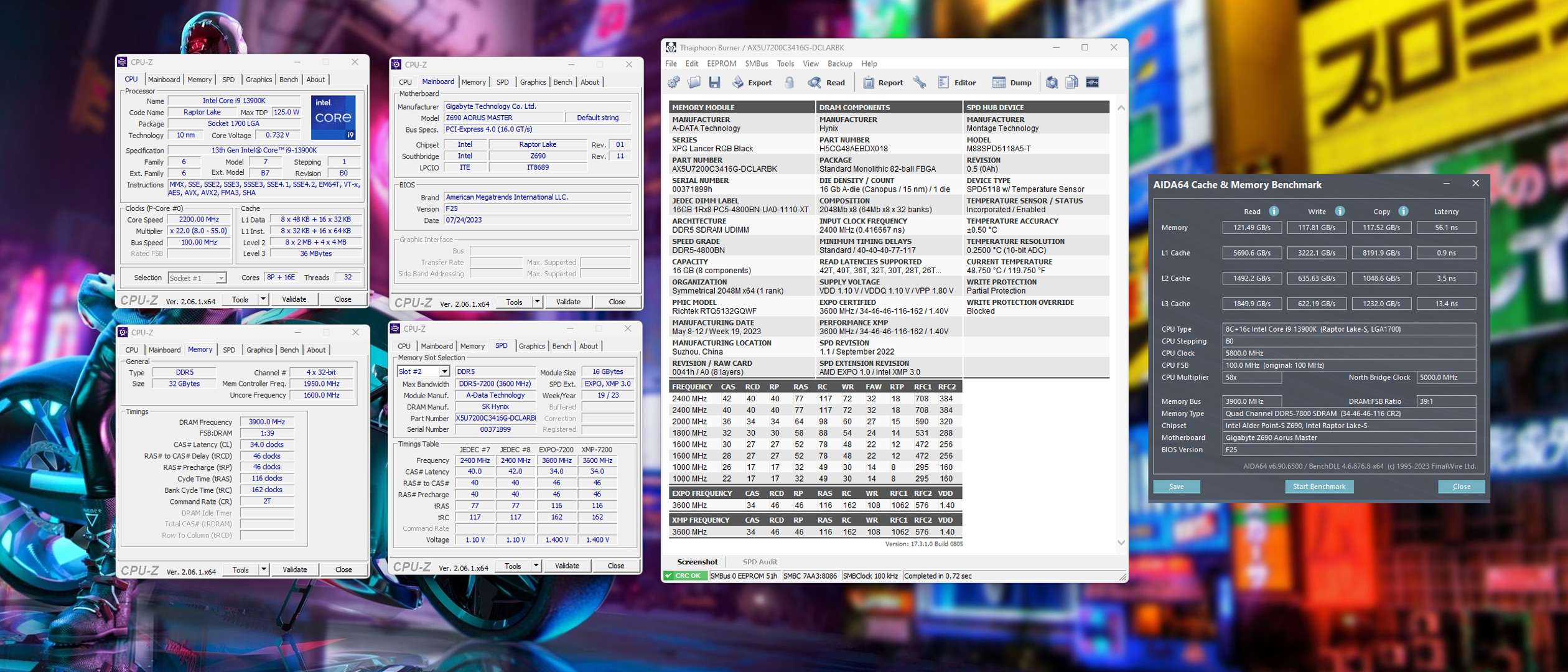 XPG Lancer RGB DDR5 7200MHz Overclocking 7800Mhz