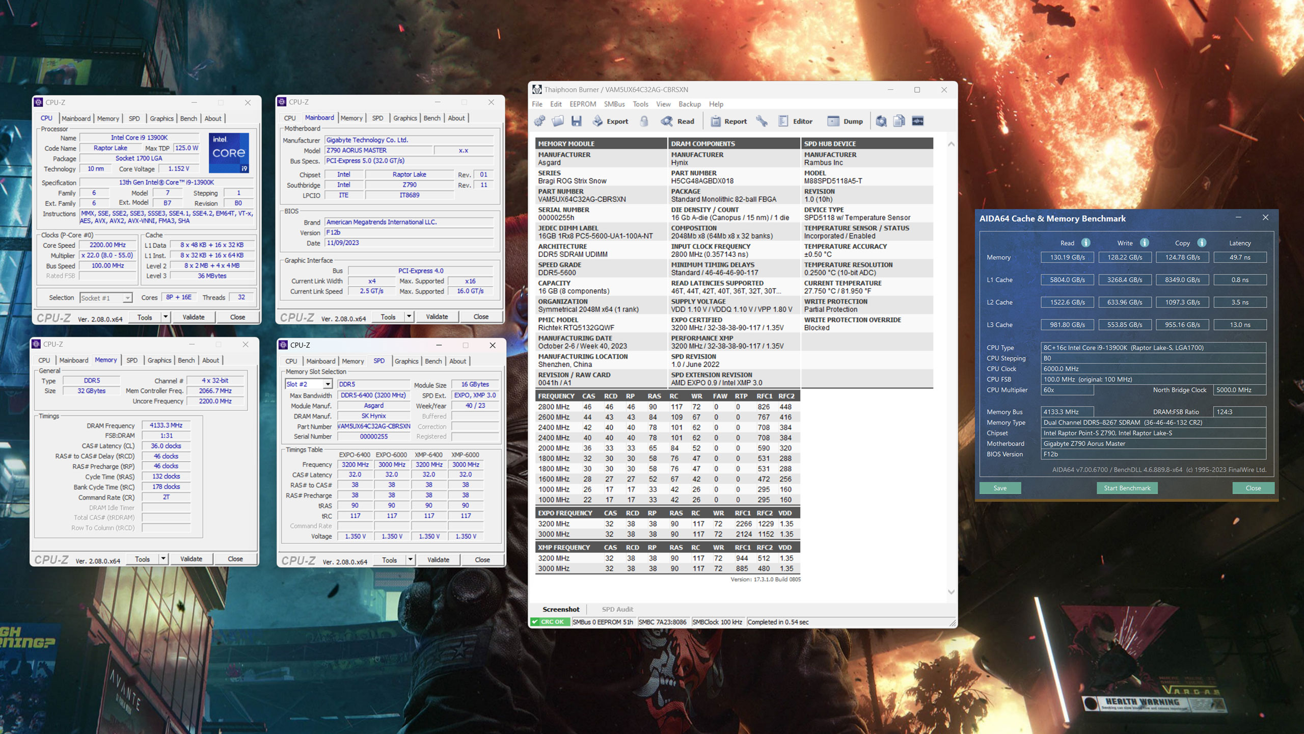 Asgard Bargi ROG STRIX RGB DDR5 2x16GB Overclocking 8266MHz Intel 13900K