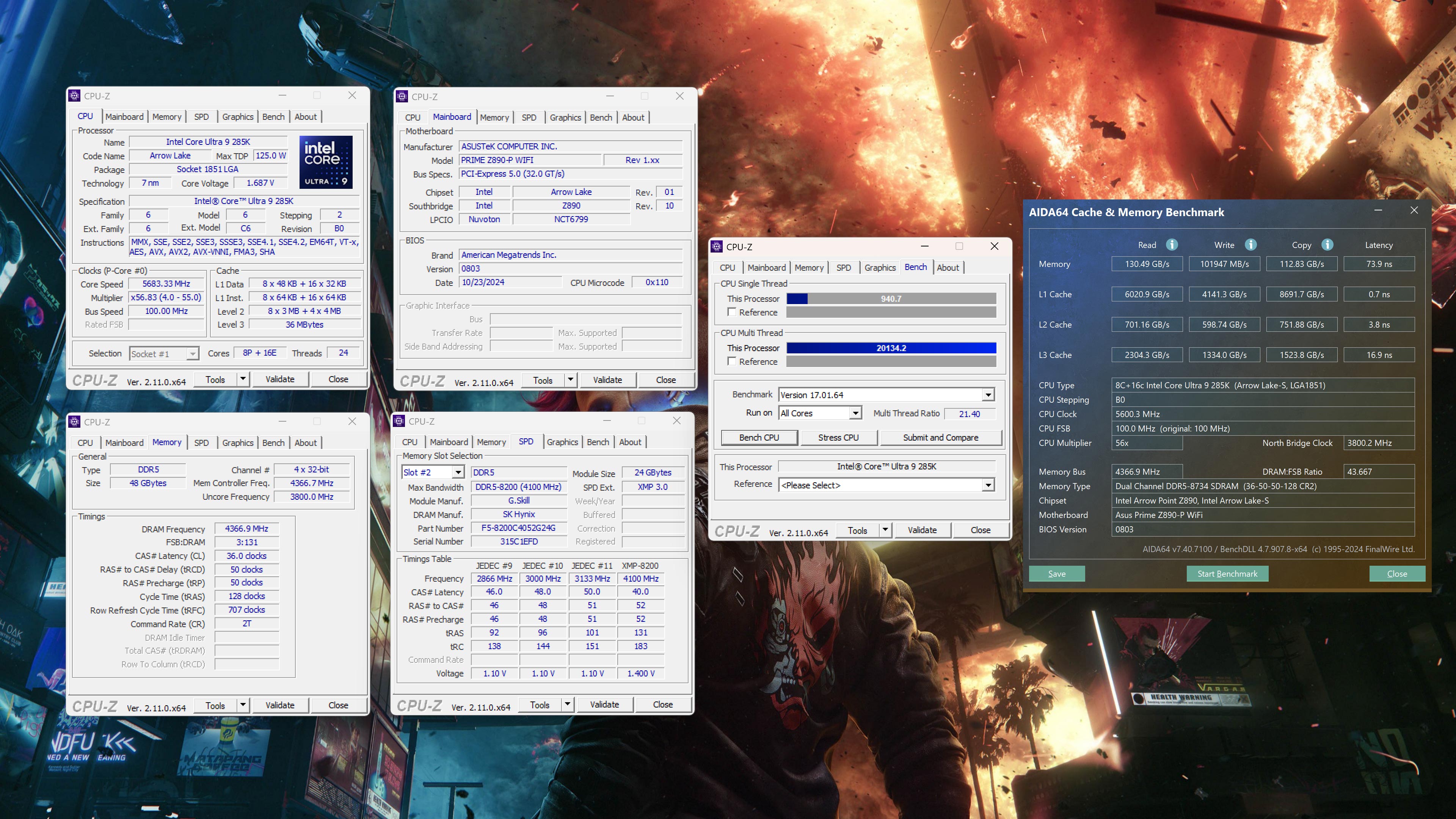 ASUS Prime Z890-P WiFi Memory Overclocking 8733MHz