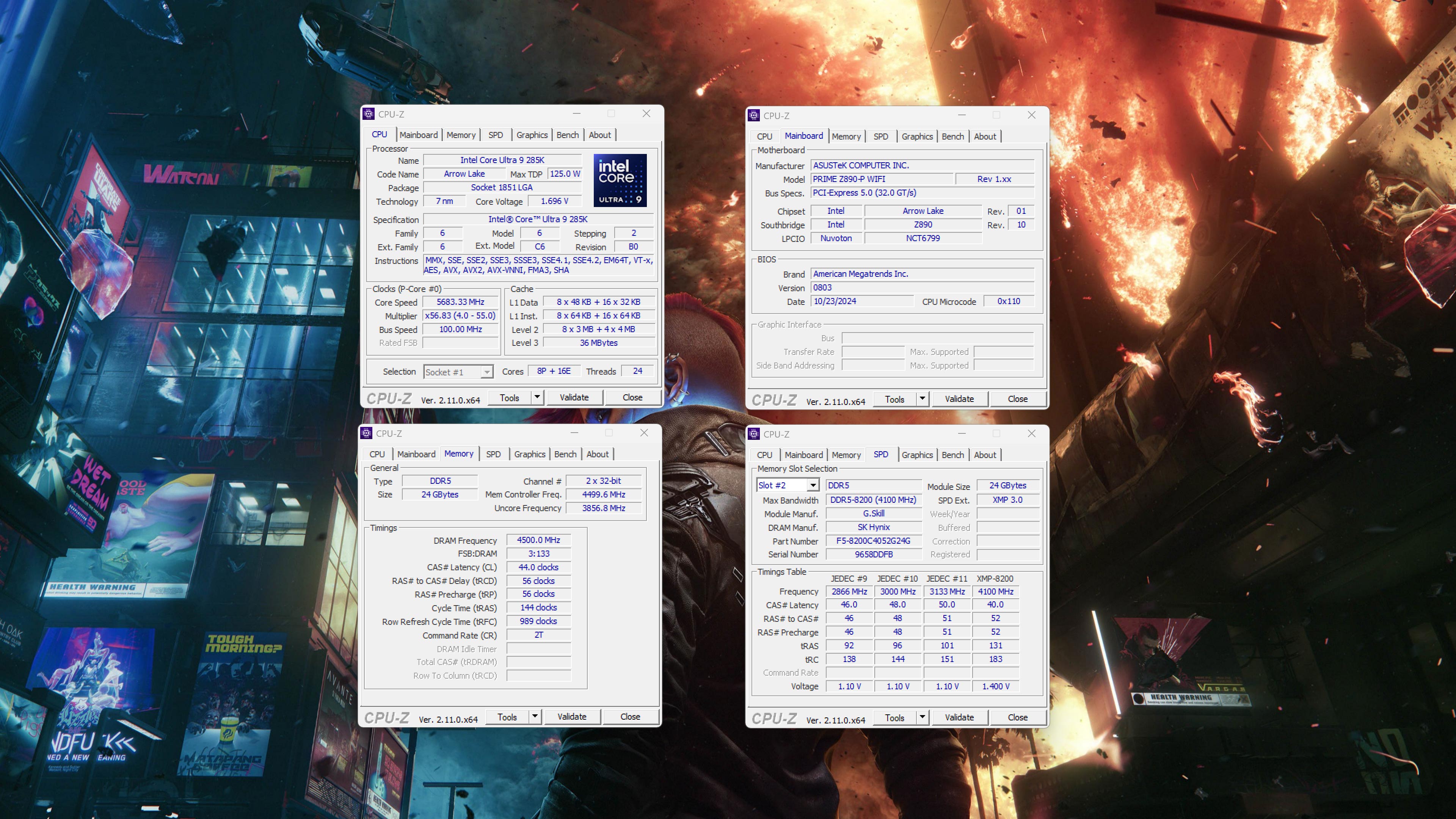 ASUS Prime Z890-P WiFi Memory Overclocking 9000MHz