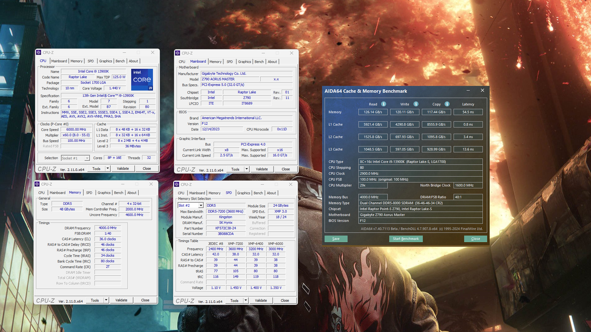 Kingston Fury Renegade Black RGB DDR5 7200MHz 2x24GB Overclocking 8000MHZ