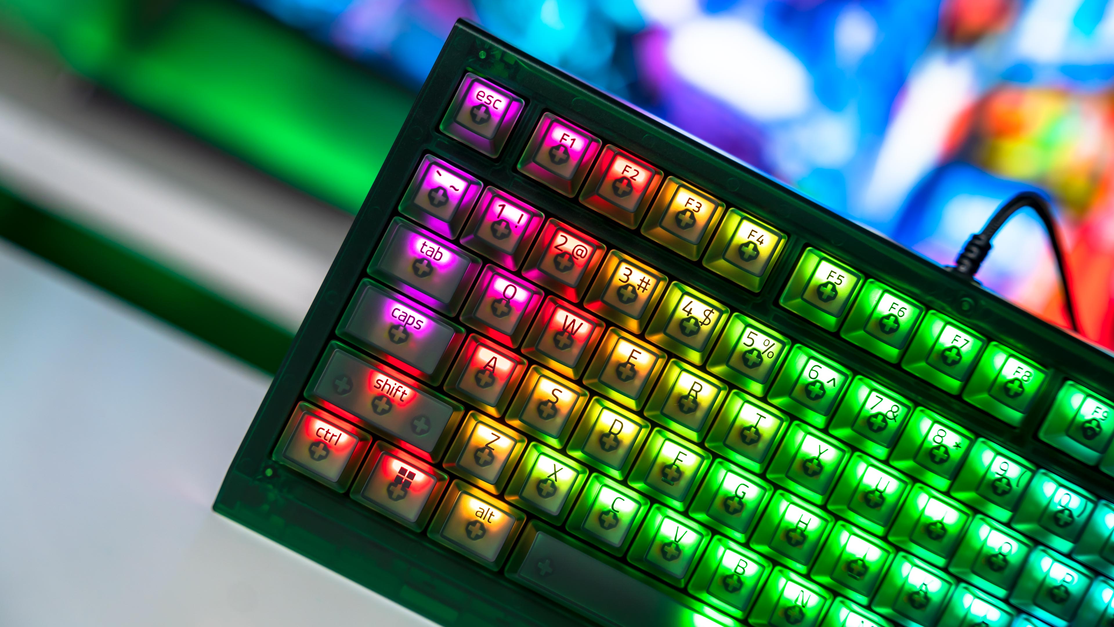 Razer Blackwidow V4 75% Phantom Green Edition RGB Lights On (5)