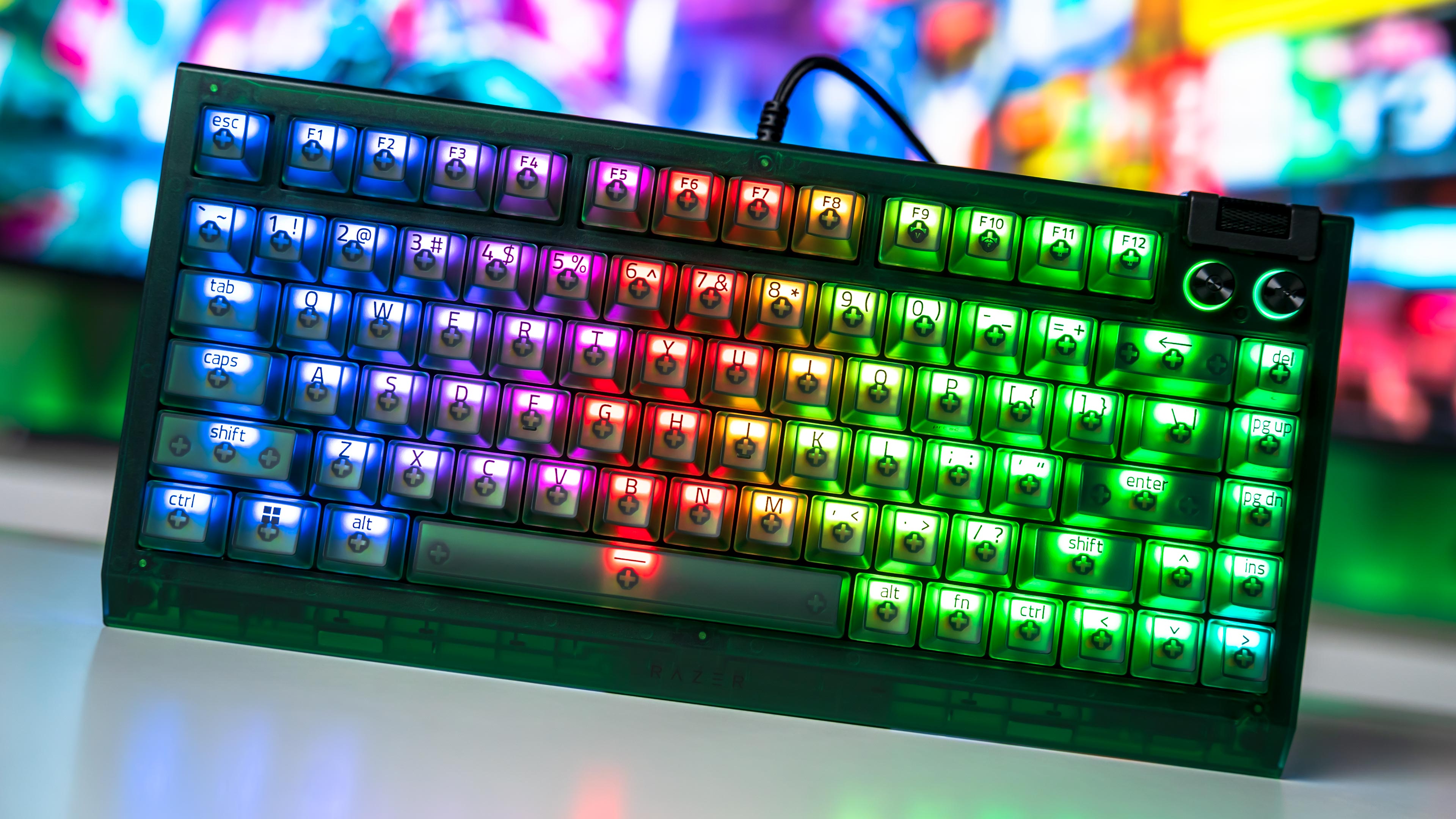 Razer Blackwidow V4 75% Phantom Green Edition RGB Lights On (9)