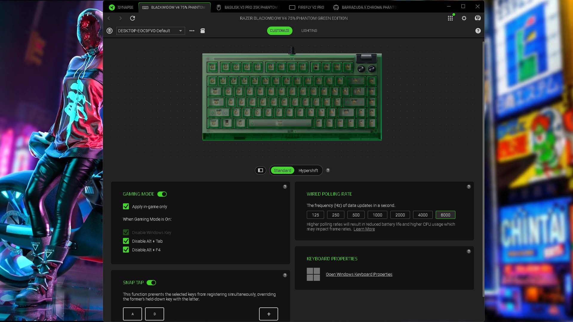 Razer Blackwidow V4 75% Phantom Green Edition Synapse (2)